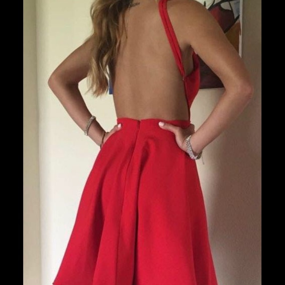 Beautiful backless red dress!